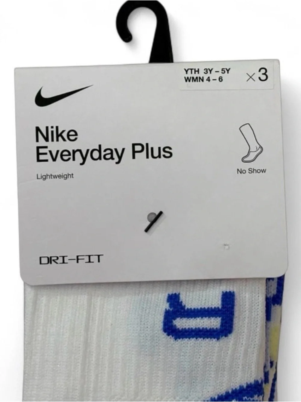 Nike White, Blue & Light Green Low-Cut Athletic Socks - 3 Pack